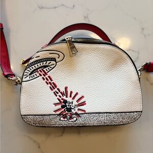Coach Purse Disney Keith Haring Mickey Mouse Satchel Crossbody Camera Bag White